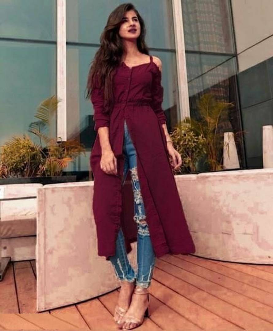 Rayon Solid A-Line Self Pattern Kurta